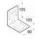 Coltar perforat ranforsat pentru lemn zincat 105x105x90x1,5 mm KPS2-40222 Domax