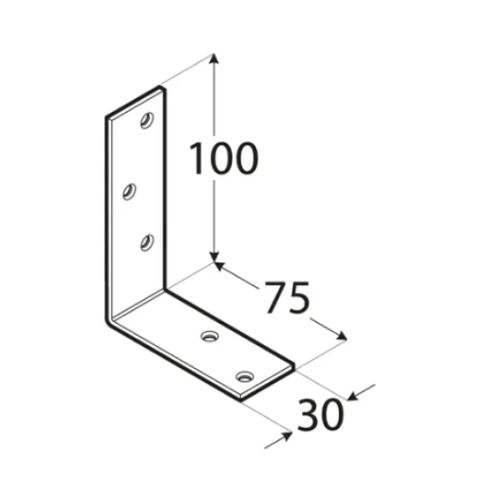 Coltar pentru constructii din lemn zincat 100x75x30x3,0 mm KB1-4015 Domax