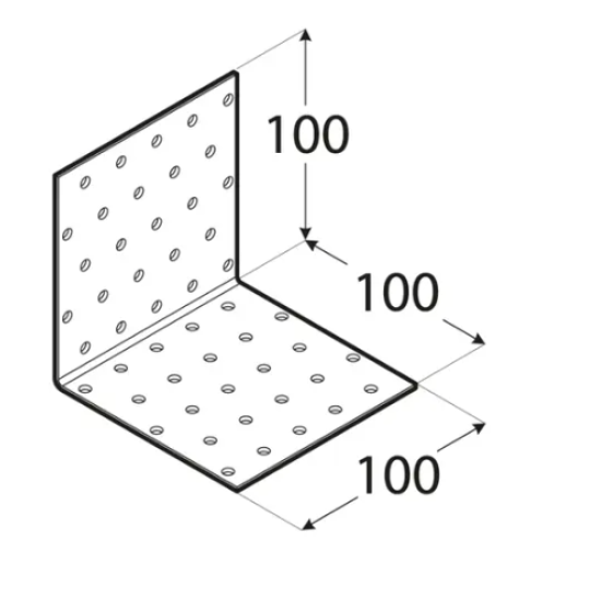 Coltar perforat pentru lemn zincat 100x100x100x2,0 mm KM13-4113 Domax