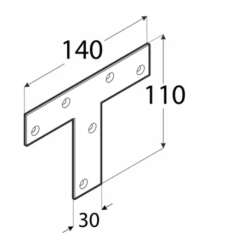 Conector perforat tip T pentru lemn zincat 140x110x30x2,0 mm KT140-4628 Domax