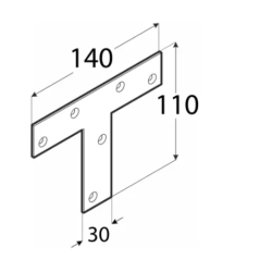 Conector perforat tip T pentru lemn zincat 140x110x30x2,0 mm KT140-4628 Domax
