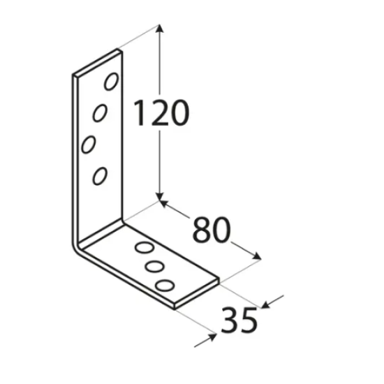 Coltar pentru constructii din lemn zincat 120x80x35x4,0 mm KB2-4016 Domax