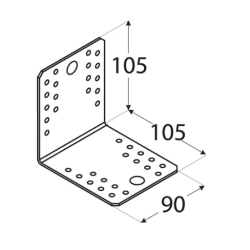 Coltar perforat pentru lemn zincat 105x105x90x2,5 mm KL5-4075 Domax