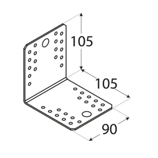 Coltar perforat pentru lemn zincat 105x105x90x2,5 mm KL5-4075 Domax