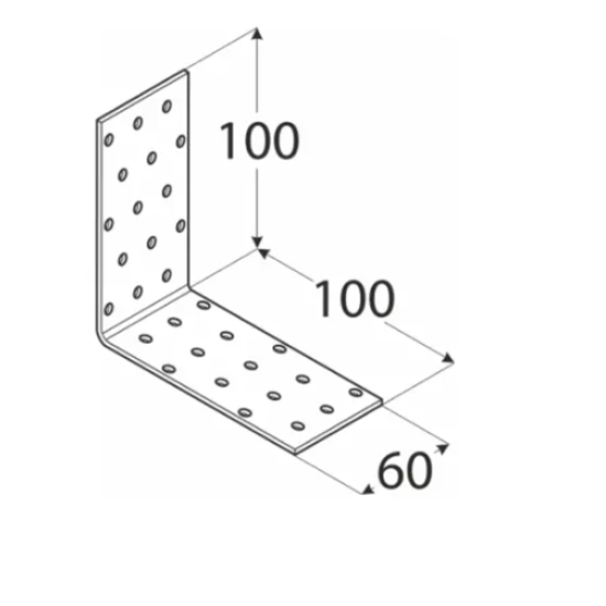 Coltar perforat pentru lemn zincat 100x100x60x2,0 mm KM11-4111 Domax