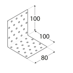 Coltar perforat pentru lemn zincat 100x100x80x2,0 mm KM12-4112 Domax