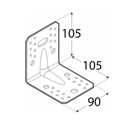 Coltar perforat ranforsat pentru lemn zincat 105x105x90x2,0 mm KPL2-4052 Domax