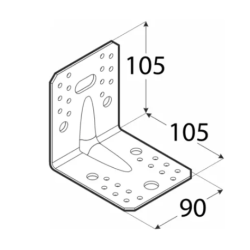 Coltar perforat ranforsat pentru lemn zincat 105x105x90x2,0 mm KPL2-4052 Domax