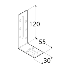 Coltar reglabil pentru lemn zincat 120x55x30x2,0 mm KRD4-4218 Domax