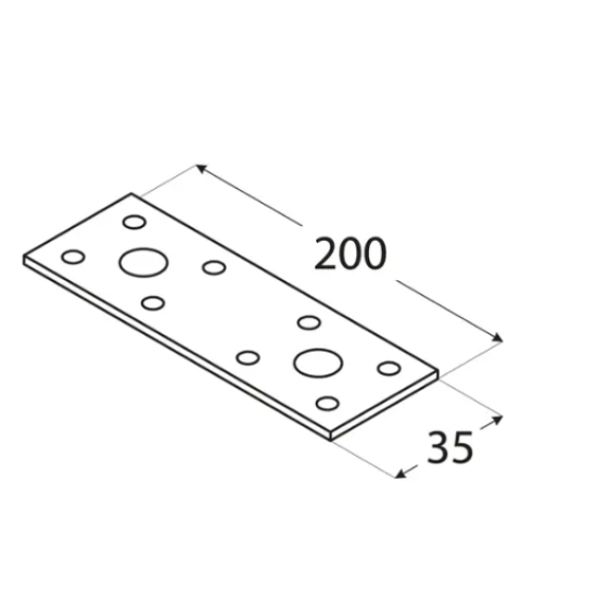 Conector plat pentru lemn zincat 200x35x2,5 mm LP3-4473 Domax