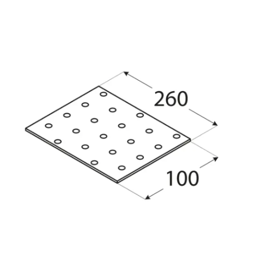 Placa perforata pentru lemn zincata 260x100x2,0 mm PP14-4414 Domax