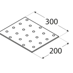 Placa perforata pentru lemn zincata 300x200x2,0 mm PP24-4424 Domax