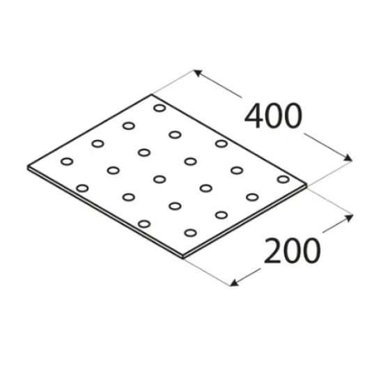 Placa perforata pentru lemn zincata 200x400x2,0 mm PP25-4425 Domax