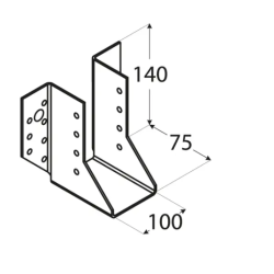 Papuc grinda tip A pentru constructii din lemn zincat 100x140x75x2,0 mm WB30-4530 Domax