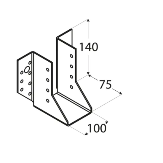 Papuc grinda tip A pentru constructii din lemn zincat 100x140x75x2,0 mm WB30-4530 Domax