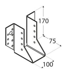 Papuc grinda tip A pentru constructii din lemn zincat 100x170x75x2,0 mm WB31-4531 Domax