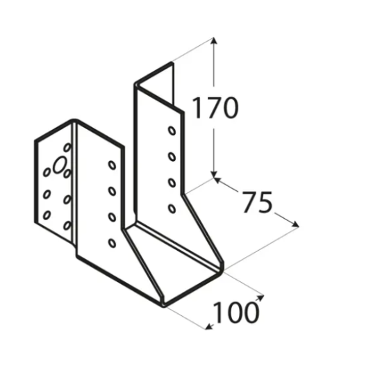 Papuc grinda tip A pentru constructii din lemn zincat 100x170x75x2,0 mm WB31-4531 Domax
