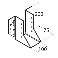 Papuc grinda tip A pentru constructii din lemn zincat 100x200x75x2,0 mm WB32-4532 Domax
