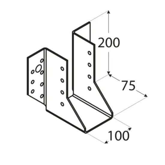 Papuc grinda tip A pentru constructii din lemn zincat 100x200x75x2,0 mm WB32-4532 Domax