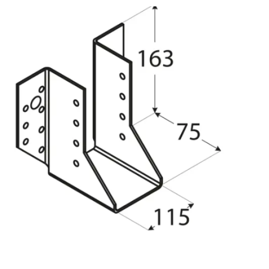 Papuc grinda tip A pentru constructii din lemn zincat 115x163x75x2,0 mm WB33-4533 Domax