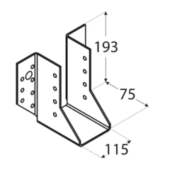 Papuc de grinda tip A pentru constructii din lemn zincat 115x193x75x2,0 mm WB34-4534 Domax