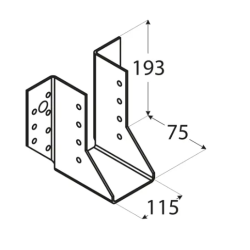Papuc de grinda tip A pentru constructii din lemn zincat 115x193x75x2,0 mm WB34-4534 Domax