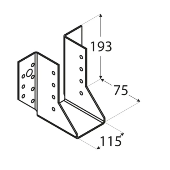 Papuc de grinda tip A pentru constructii din lemn zincat 115x193x75x2,0 mm WB34-4534 Domax