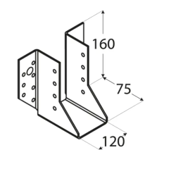 Papuc de grinda tip A pentru constructii din lemn zincat 120x160x75x2,0 mm WB35-4535 Domax