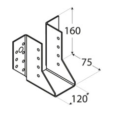 Papuc de grinda tip A pentru constructii din lemn zincat 120x160x75x2,0 mm WB35-4535 Domax