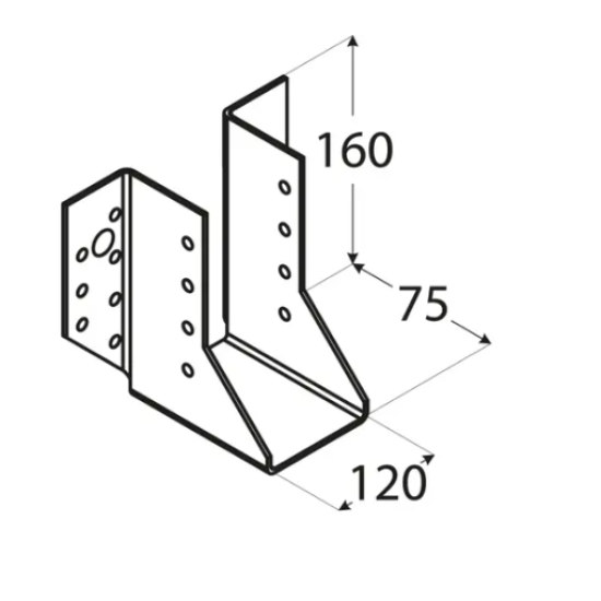 Papuc de grinda tip A pentru constructii din lemn zincat 120x160x75x2,0 mm WB35-4535 Domax