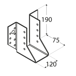 Papuc de grinda tip A pentru constructii din lemn zincat 120x190x75x2,0 mm WB36-4536 Domax