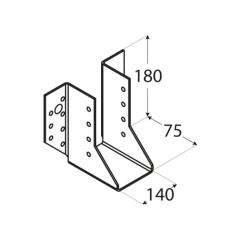 Papuc de grinda tip A pentru constructii din lemn zincat 140x180x75x2,0 mm WB37-4537 Domax