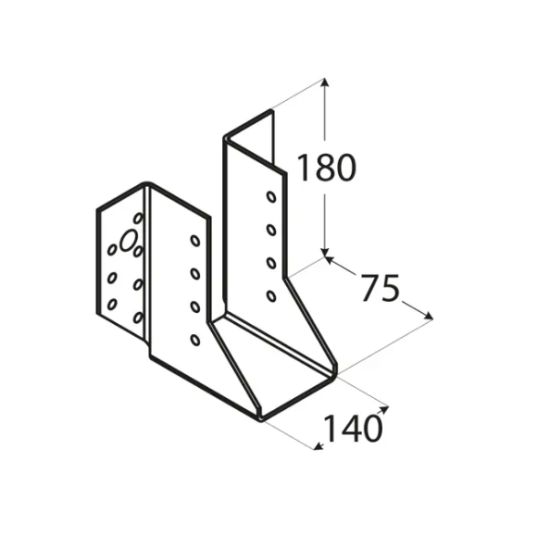 Papuc de grinda tip A pentru constructii din lemn zincat 140x180x75x2,0 mm WB37-4537 Domax