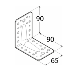 Coltar perforat ranforsat pentru lemn zincat 90x90x65x1,5 mm KPS1-40212 Domax