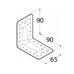 Coltar perforat ranforsat pentru lemn zincat 90x90x65x1,5 mm KPS1-40212 Domax