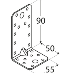 Coltar perforat ranforsat pentru lemn zincat 90x50x55x2,5 mm KP3-4023 Domax