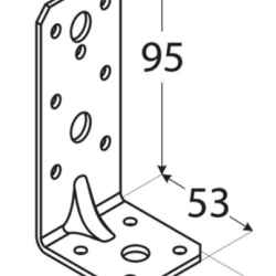 Coltar perforat ranforsat pentru lemn zincat 95x53x45x2,5 mm KPK11-40411 Domax