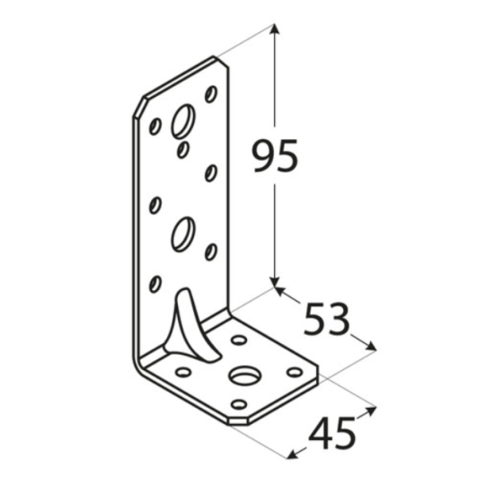 Coltar perforat ranforsat pentru lemn zincat 95x53x45x2,5 mm KPK11-40411 Domax
