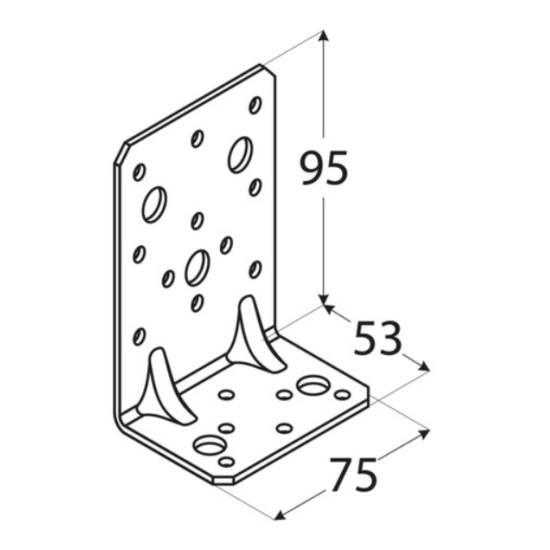 Coltar perforat ranforsat pentru lemn zincat 95x53x75x2,5 mm KPK12-40412 Domax