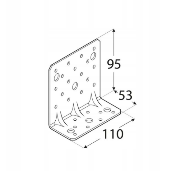 Coltar perforat ranforsat pentru lemn zincat 95x53x110x2,5 mm KPK13-40413 Domax