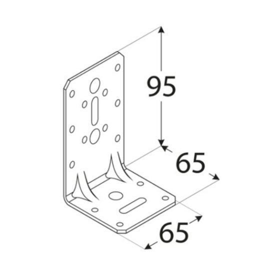 Coltar perforat ranforsat pentru lemn zincat 95x65x65x2,5 mm KPK21-40421 Domax