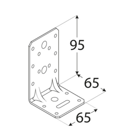 Coltar perforat ranforsat pentru lemn zincat 95x65x65x2,5 mm KPK22-40422 Domax