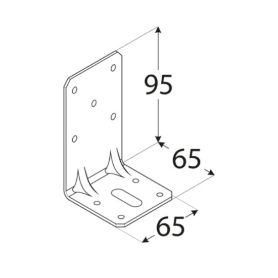 Coltar perforat ranforsat pentru lemn zincat 95x65x65x2,5 mm KPK33-40433 Domax