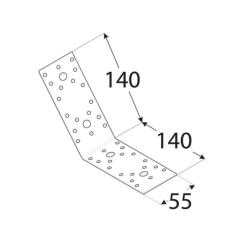 Coltar perforat pentru lemn zincat unghi 135 140x140x55x2,5 mm KLR6-4086 Domax