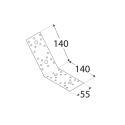 Coltar perforat pentru lemn zincat unghi 135 140x140x55x2,5 mm KLR6-4086 Domax