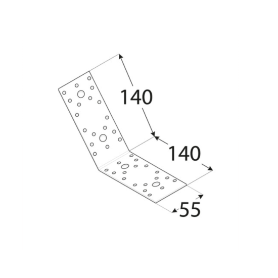 Coltar perforat pentru lemn zincat unghi 135 140x140x55x2,5 mm KLR6-4086 Domax