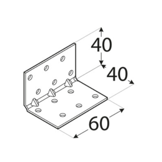 Coltar perforat ranforsat pentru lemn zincat 40x40x60x1,5 mm KMP2-4132 Domax