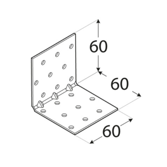 Coltar perforat ranforsat pentru lemn zincat 60x60x60x1,5 mm KMP5-4135 Domax