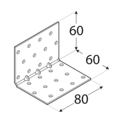 Coltar perforat ranforsat pentru lemn zincat 60x60x80x1,5 mm KMP6-4136 Domax