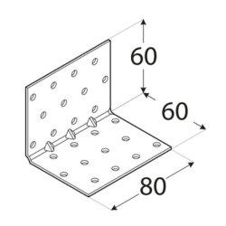 Coltar perforat ranforsat pentru lemn zincat 60x60x80x1,5 mm KMP6-4136 Domax